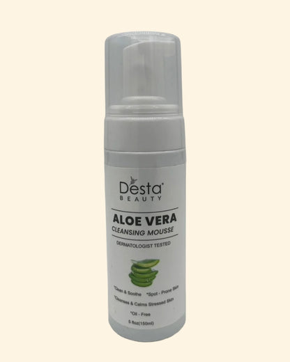 100% Vegan 2 en 1 Aloe Vera Démaquillant et Mousse Nettoyante - SANS HUILE